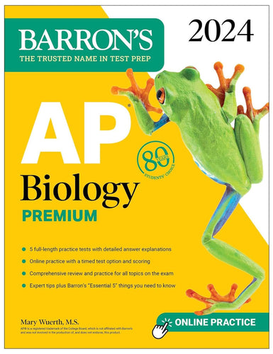 AP Biology Premium, 2024: Comprehensive Review With 5 Practice Tests + an Online Timed Test Option by Mary Wuerth, Genre: Nonfiction