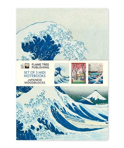 Japanese Woodblocks Set of 3 Midi Notebooks by Flame Tree Studio, Genre: Stationary